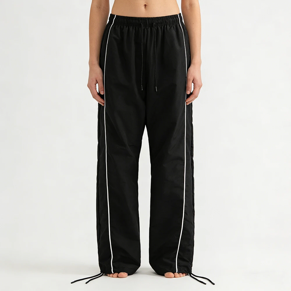 S0846a69d6e3a41c9ba4dec1809ae49f3j.webp Men's Black Baggy Track Pants White Side Stripe Adjustable Hem Drawstring Four Seasons Outdoor Recreation Trekking Gym Training