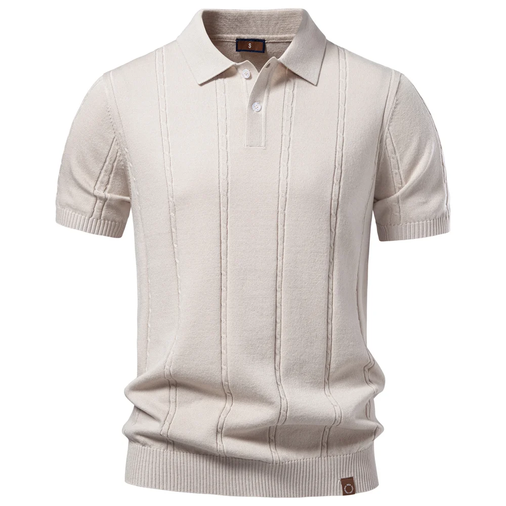 AIOPESON Men's Stripe Golf Polo Shirt Old Money Cool Silk Fabric Short Sleeve Icy Touch Breathable Casual Summer Top