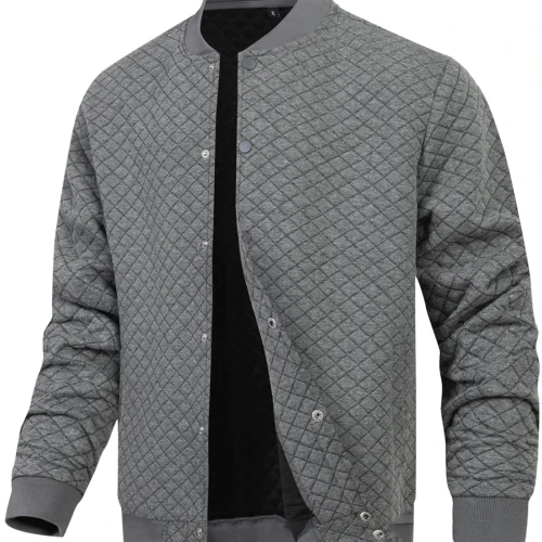 Men's Lightweight Casual Varsity Jacket Waffle Pattern Letterman Bomber Style - Streetwear Inspired Outerwear