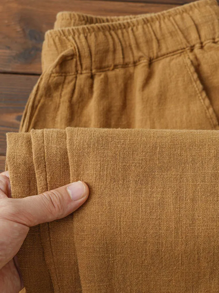 S18eab9a7d3e542f0be28734e395a616cu.webp Straight Casual Cotton Linen Pants Men Wide Leg Lightweight Baggy Cotton Sweatpants Male Sport Jogger Straight Work Trousers