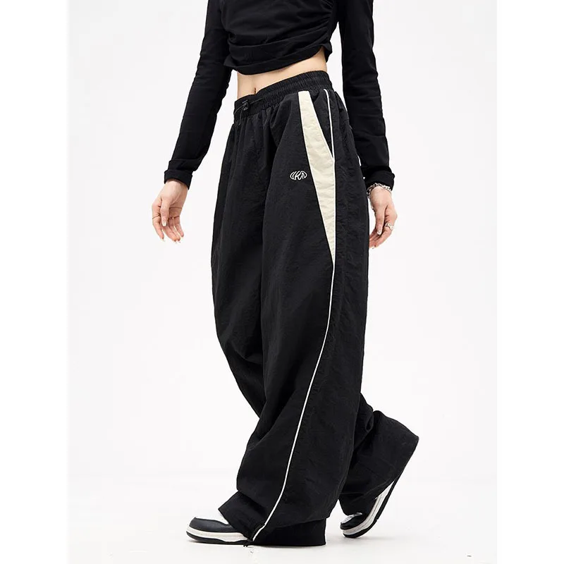 S2273dc7d152d41c69ef3445c2f800905T.webp Retro Side Stripe Bowknot Wide Leg Pants Women High Waist Casual Sports Trousers Harajuku Cargo Pants Streetwear Hip Hop Joggers