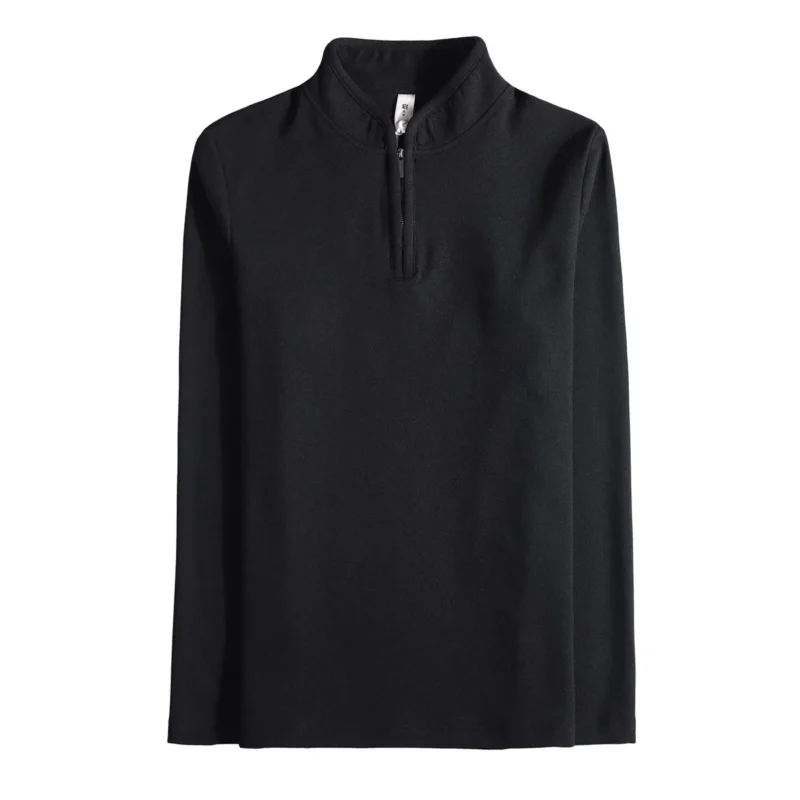 Men's Half Zipper Long Sleeved T-shirt Autumn Winter New Pure Color Thicken Slim Fit Elastic Fashionable Versatile T-Shirt