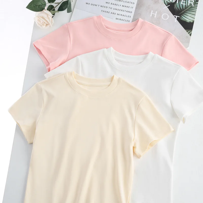 2025 Women's T-shirt Short Sleeve O-neck Cotton Loose Shirts for Women Korean Harajuku Streetwear Casual Spring Summer Top Tees