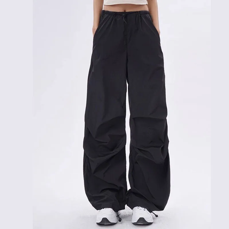 S4c91ad2e89664bd0832804c0555c9d0dY.webp Summer Thin Women Parachute Pants Vintage Low-Waisted Baggy Joggers Sweatpants Female Y2K Streetwear Wide Leg Cargo Trousers