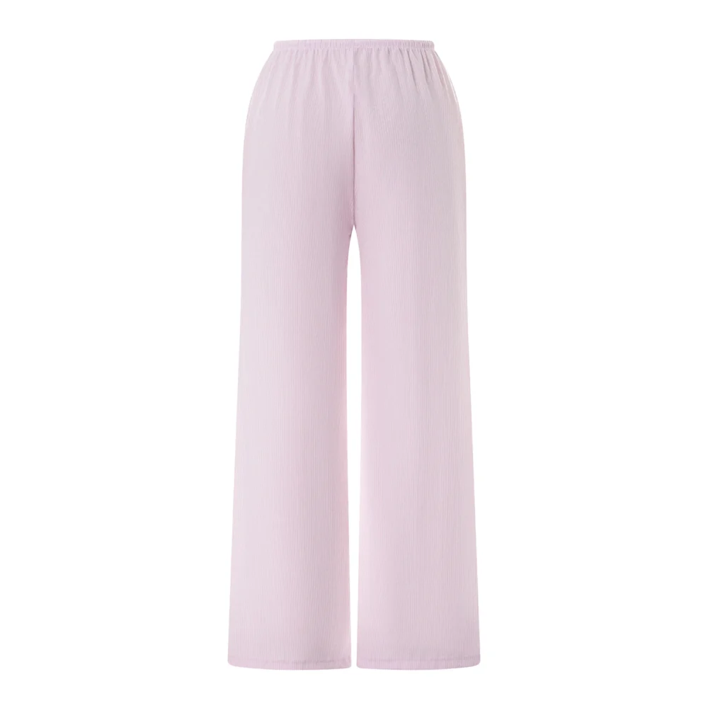 S63db4a9ff2624dccb6957d41a426390eu.webp Women Casual Loose Pants Elastic Waist Stylish Straight Pants Spring Summer Drawstring Lace-up Wide-leg Trousers 2024