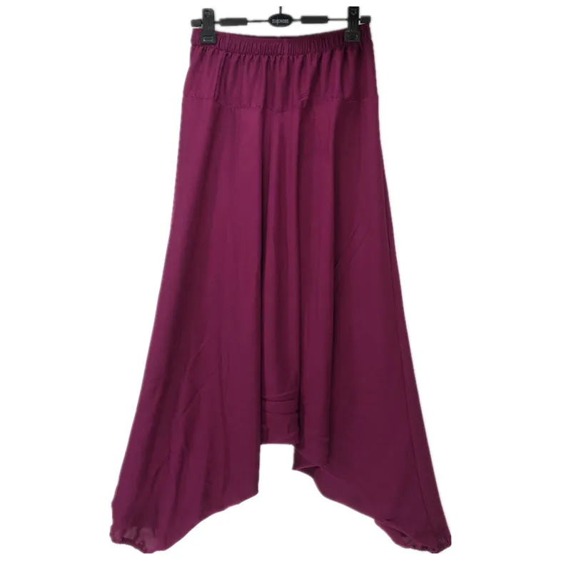 Women Summer Harem Pants Casual Cotton Solid Elastic Waist Wide Leg Pants Bottoms loose long trousers