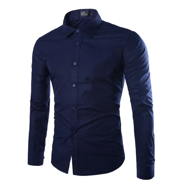 Mens Casual Shirts 2025 Single Breasted Men Slim Fit Dress Long Sleeve Shirts Soild Male Social Shirts Designer Chemise Homme
