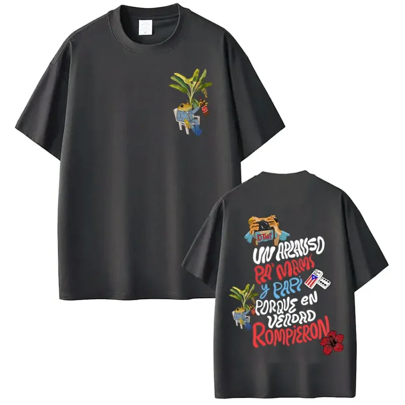 Rapper Bad Bunny T-shirt Debi Tirar Mas Fotos DTMF World Tour T Shirts Men's Clothing Fashion Hip Hop Vintage T-shirt Streetwear