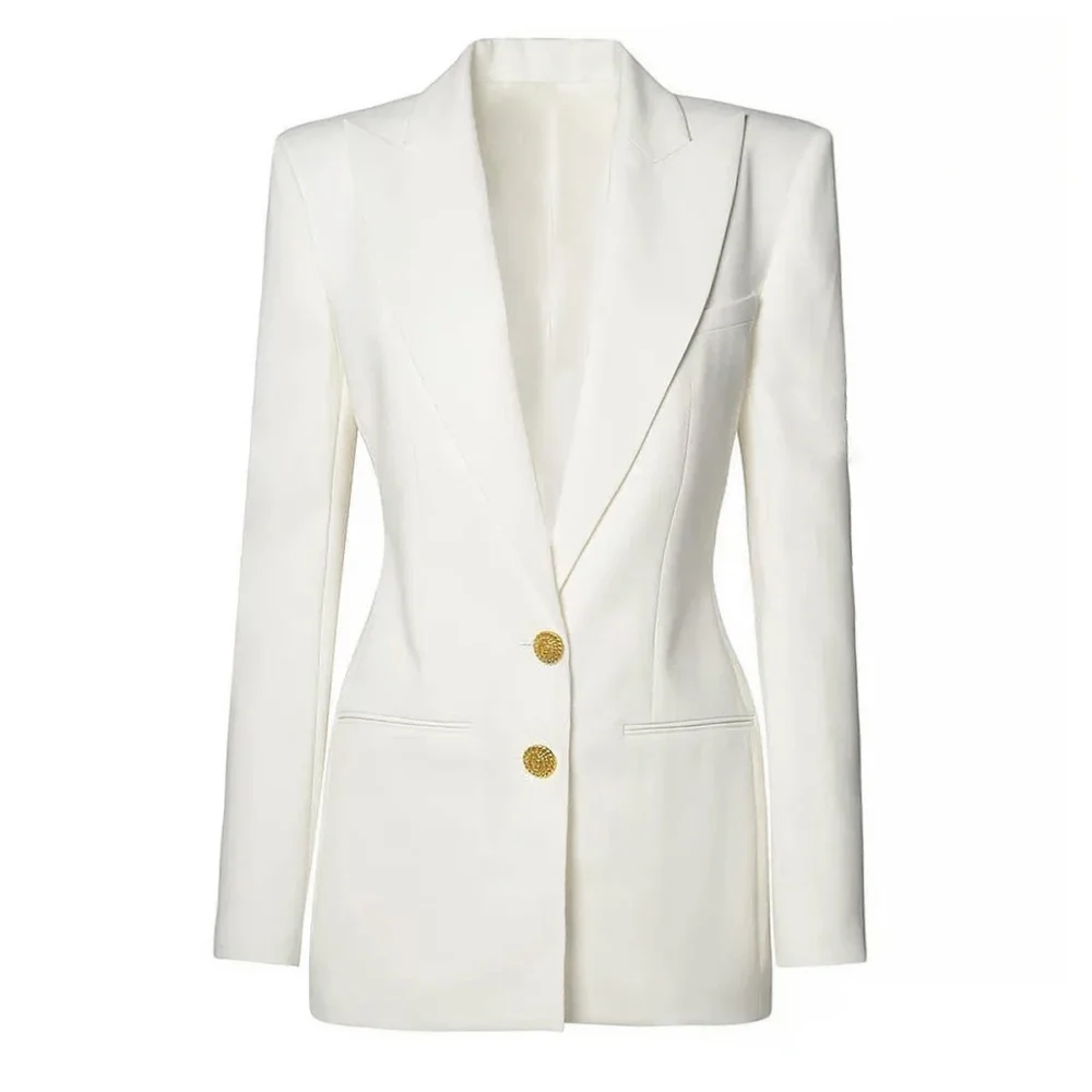 Spring and Autumn New Fashion Solid Color Brand Big Collar Two Button Slimming Long Sleeve Commuter Women's Blazer