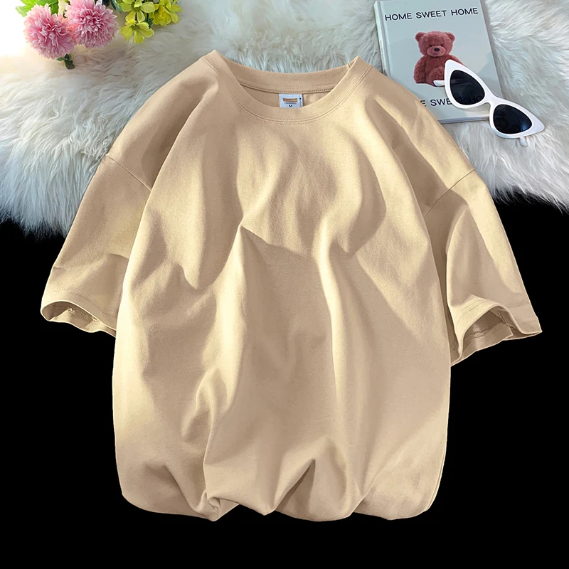 Oversized Summer Short Sleeve Men's T Shirt New Fashion Solid Loose O-Neck T Shirts Mens Cotton Hip Hop Streetwear Top Tees