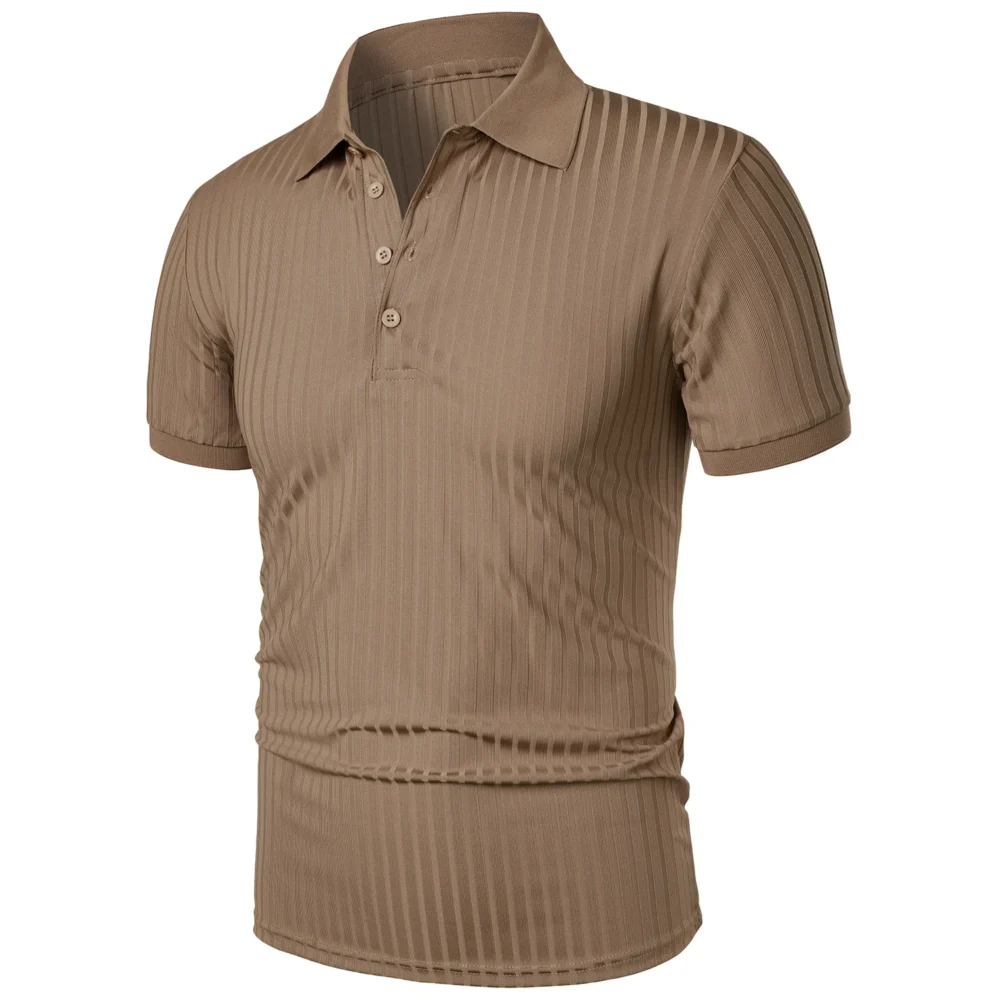 Sa82f879cf34447b48d4e21cab04a18bcE.webp Men's running sports fitness wear summer high stretch vertical short-sleeved POLO shirt slim knit base shirt