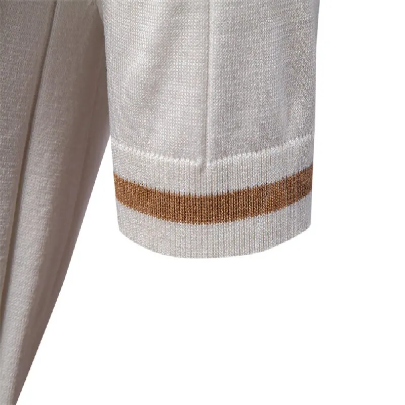 New men's business casual short-sleeved fashion trend knitted POLO shirt with lapel and half-zip pullover design