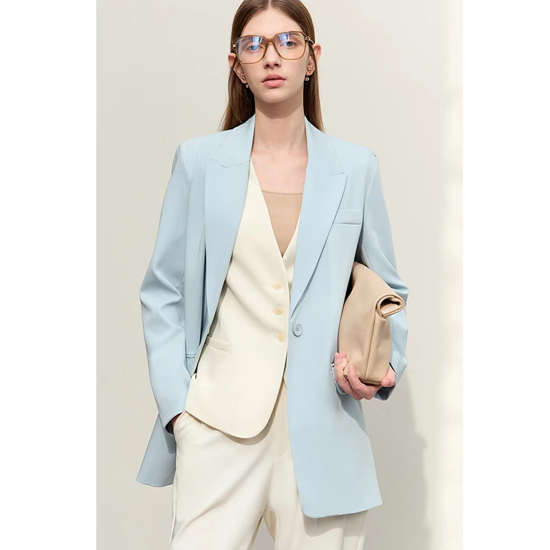 Sb2ca83bd884c42ef96a05fcd69e5c0101.webp AMII Minimalism Blazer for Women Korean 2023 Sping New Loose Office Lady Women's Jacket Fashion Black Solid Female Coat