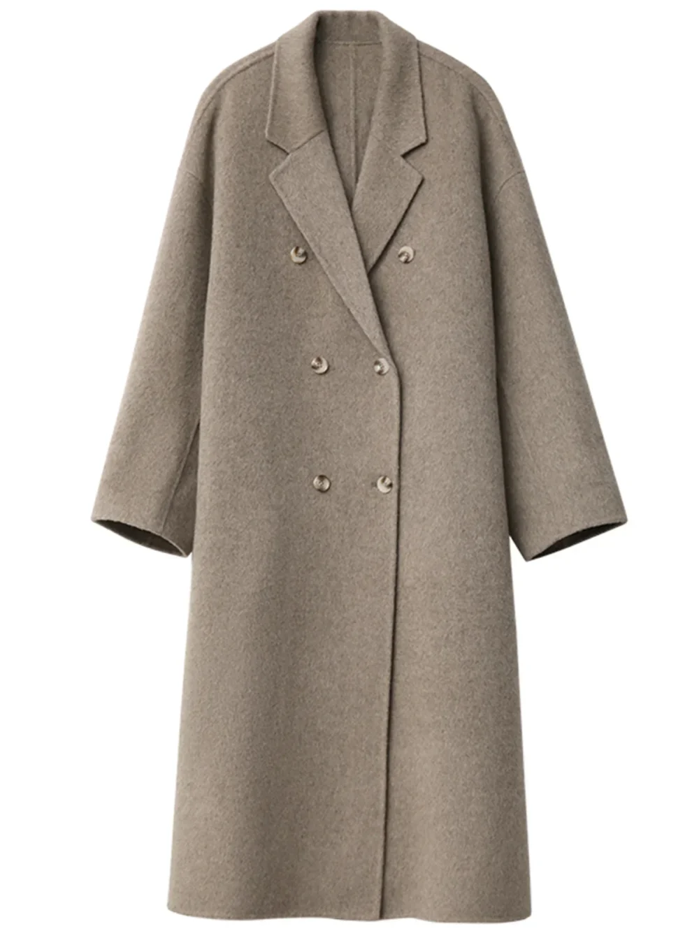 CHIC VEN Women Woolen Coat Double-breasted Basic Loose Casual Retro New Long Double-sided Female Overcoat Autumn Winter 2024