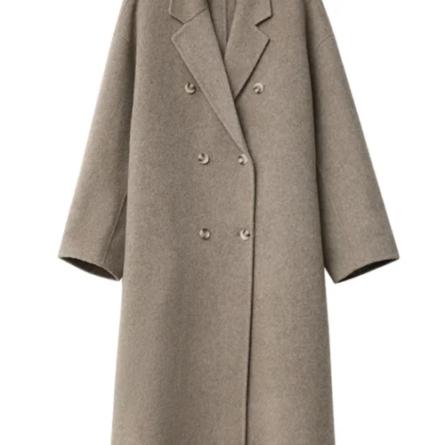 CHIC VEN Women Woolen Coat Double-breasted Basic Loose Casual Retro New Long Double-sided Female Overcoat Autumn Winter 2024