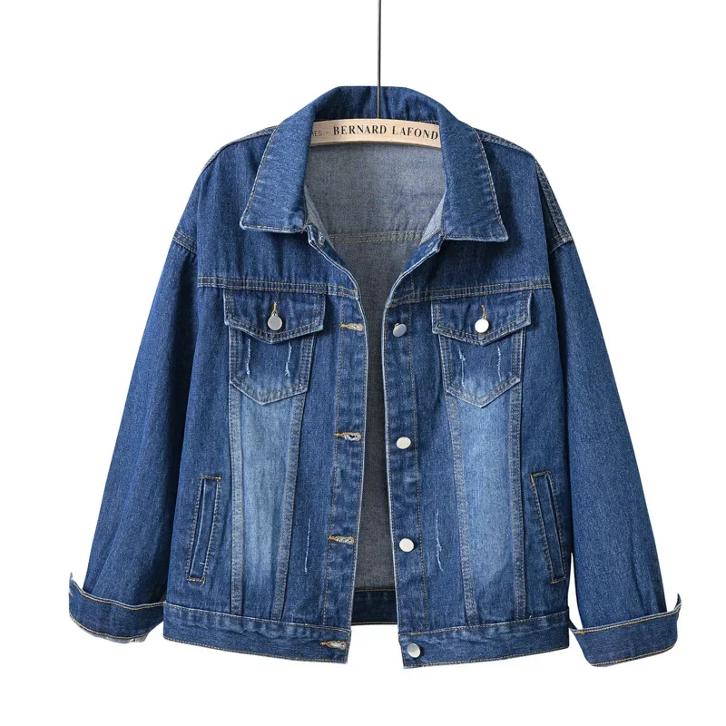 Sb41ded3bc9f940fe84930054dc8affefq.webp Women's Long-sleeved Coat, Single-breasted Lapel Denim Jacket, Fashion Slim Female Tops Outerwear Blue Female Overcoat
