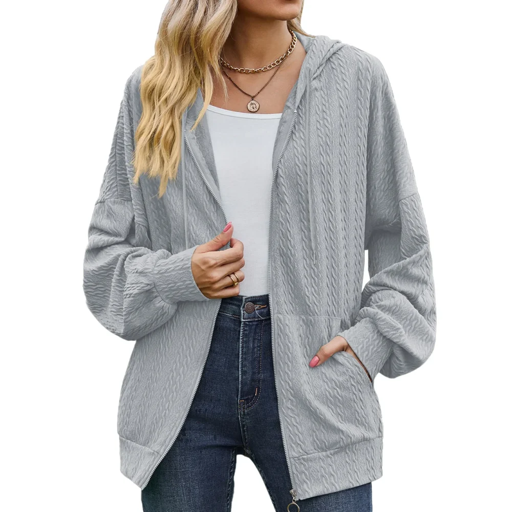 Autumn Winter Women Sweatshirt Zipper Casual Long Sleeve Solid Color Streetwear Hooded Coats Female Loose Harajuku Hoodies