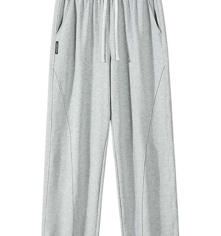 Summer Men's Sport Pants Lightweight Cotton Straight Leg Grey Sweatpants Loose Fit Jogging Pants Casual Home Gym Trousers