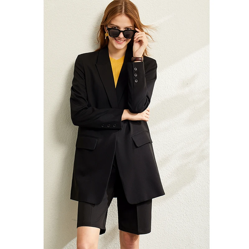 Sd71fd850a0a24687ab95d9b194fe83dfd.webp AMII Minimalism Blazer for Women Korean 2023 Sping New Loose Office Lady Women's Jacket Fashion Black Solid Female Coat