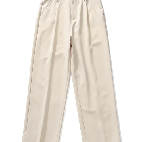 Sdd81f4ba88b14b35a80fc1a91d4fd185Y.webp Men's Summer Casual Pants Korean Fashion Banding Waist Light and Thin Straight Slacks Basic Commute Suit Pants