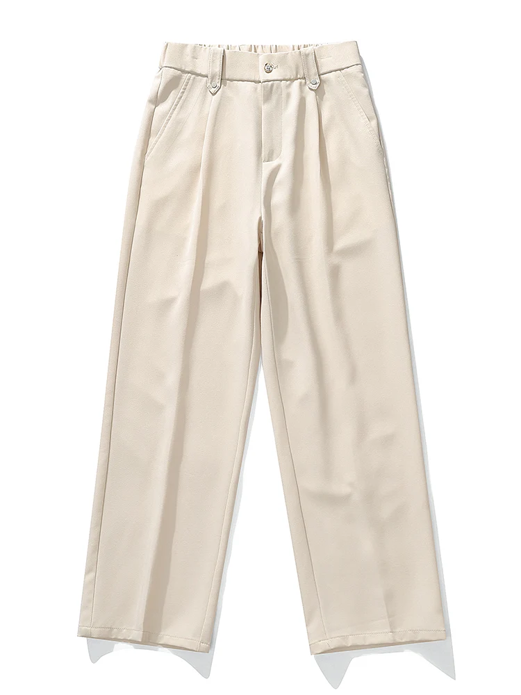 Sdd81f4ba88b14b35a80fc1a91d4fd185Y.webp Men's Summer Casual Pants Korean Fashion Banding Waist Light and Thin Straight Slacks Basic Commute Suit Pants