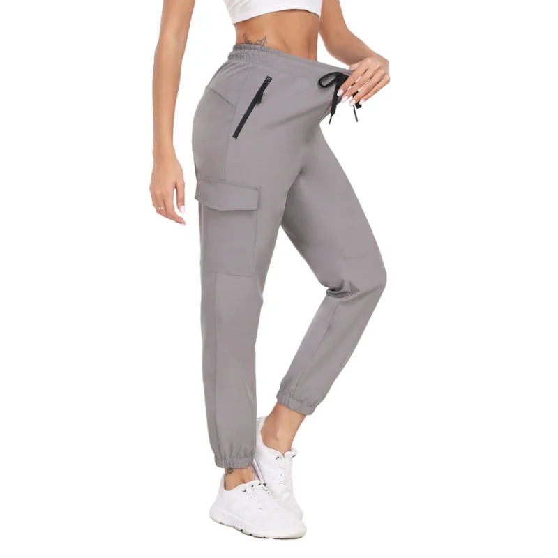 Hiking Pants for Women UPF 50+ Cargo Quick Dry Water Resistant Elastic Waist Zip Pockets，Travel work Lightweight Running
