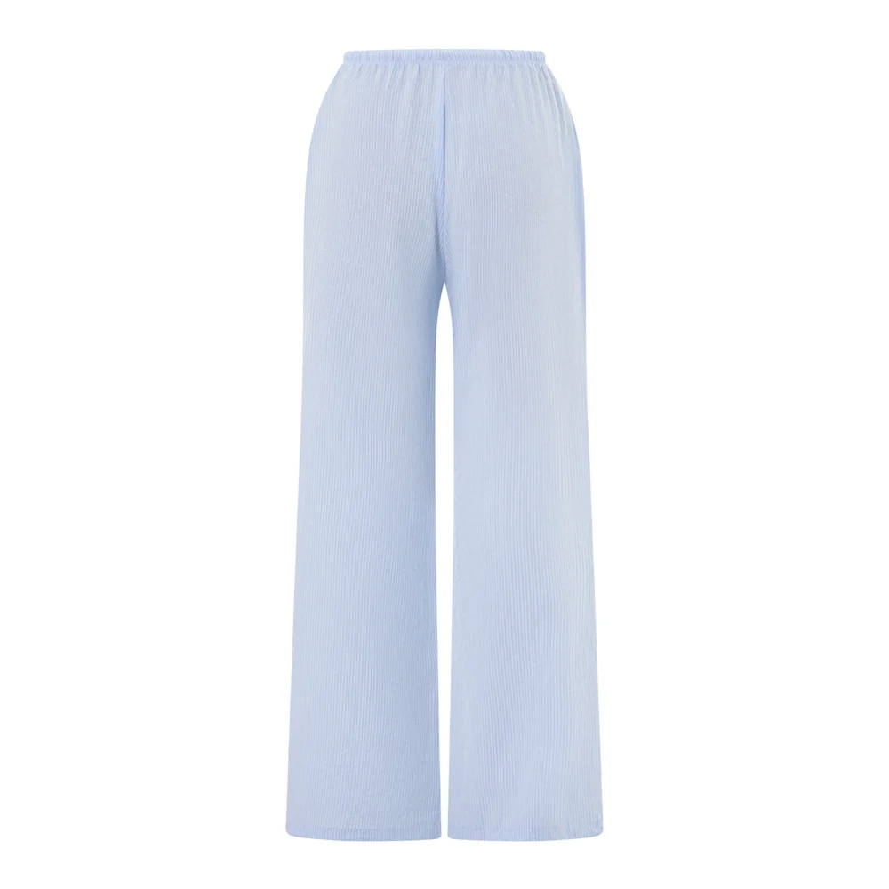 Sf5aa22a2e2d6495d8cdd08617443d098r.webp Women Casual Loose Pants Elastic Waist Stylish Straight Pants Spring Summer Drawstring Lace-up Wide-leg Trousers 2024