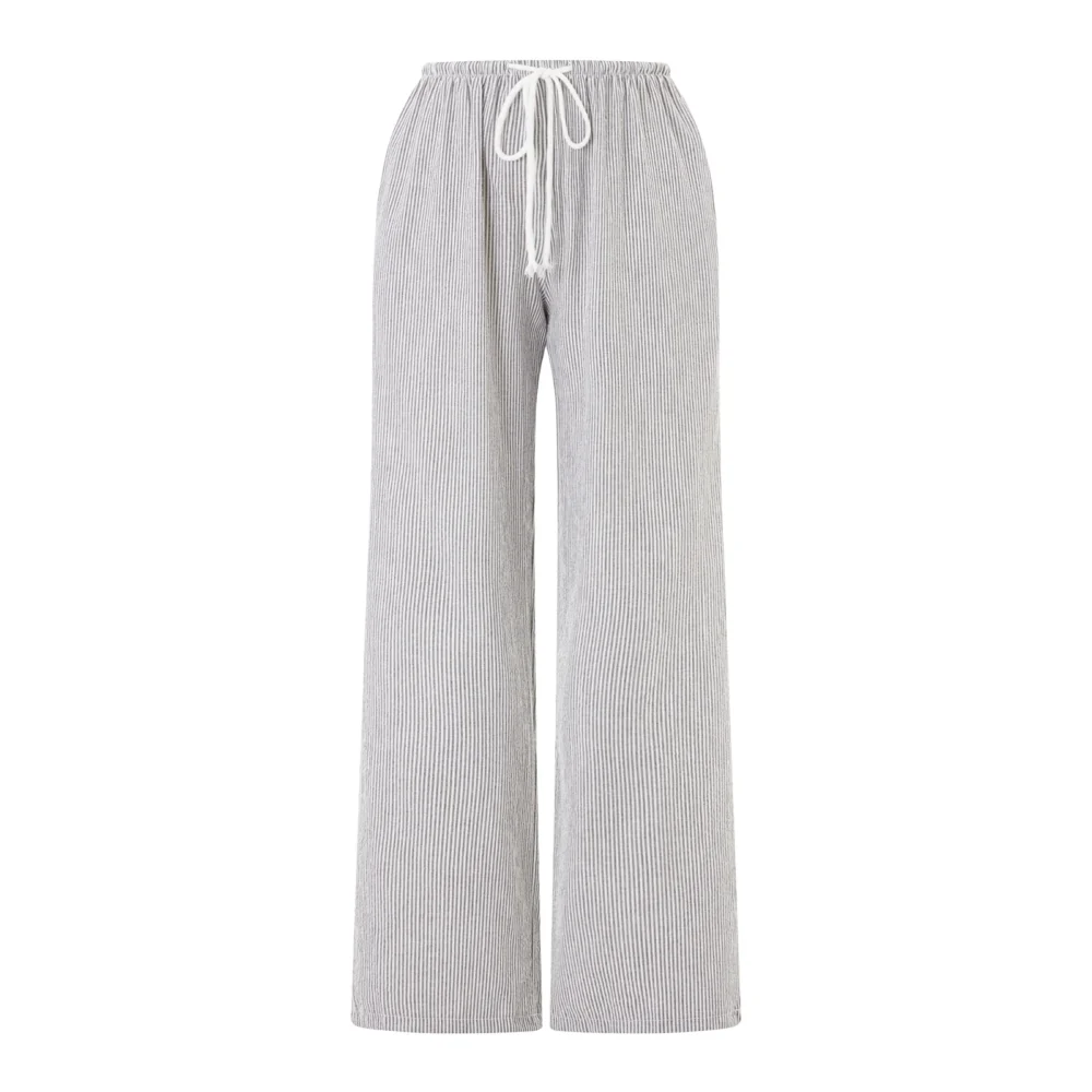 Sfad500bf79a348a5b0c70694ca52b1eas.webp Women Casual Loose Pants Elastic Waist Stylish Straight Pants Spring Summer Drawstring Lace-up Wide-leg Trousers 2024