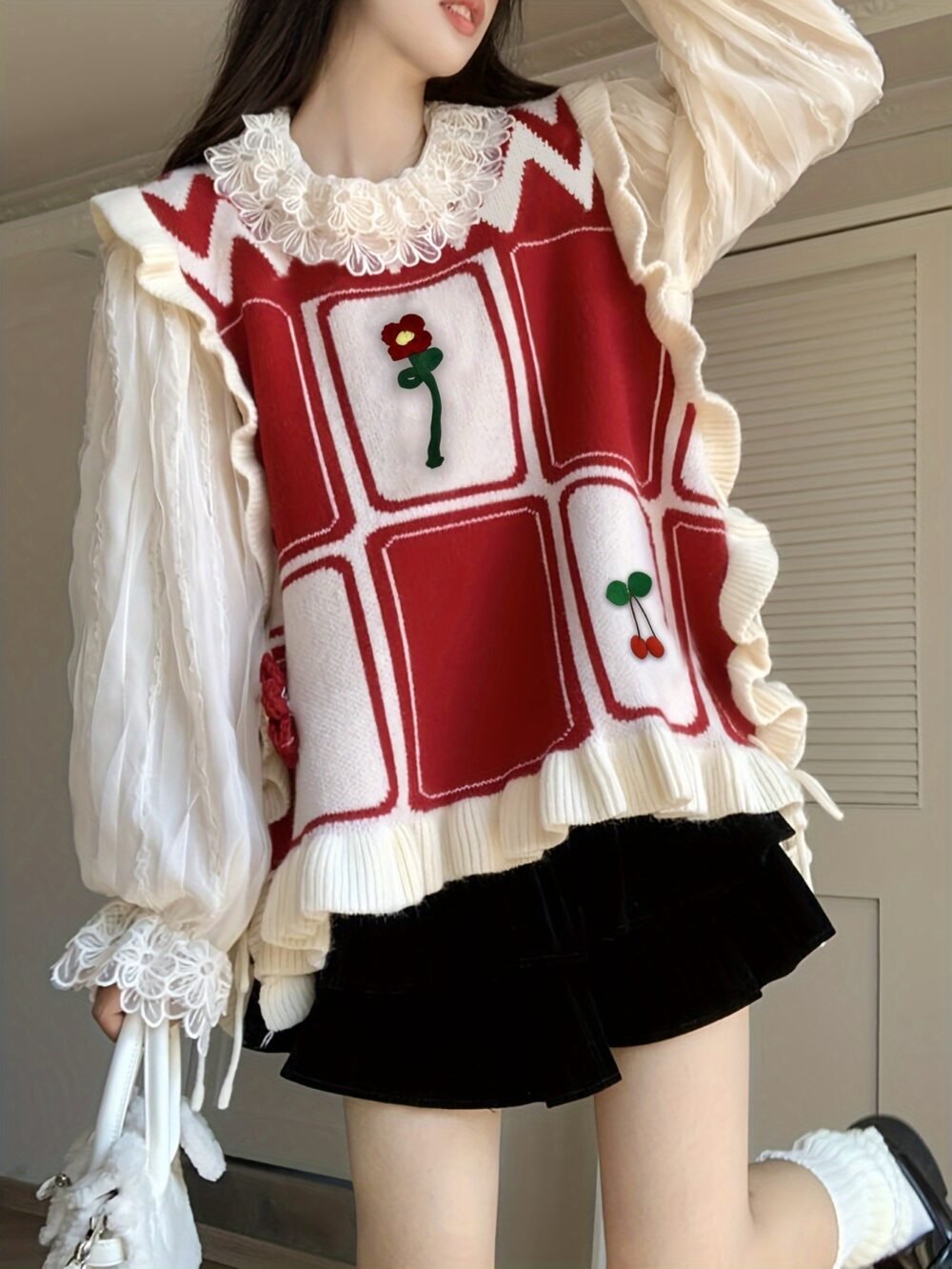 Women's Sweet 3D Flower Sleeveless Sweater Vest Cardigan