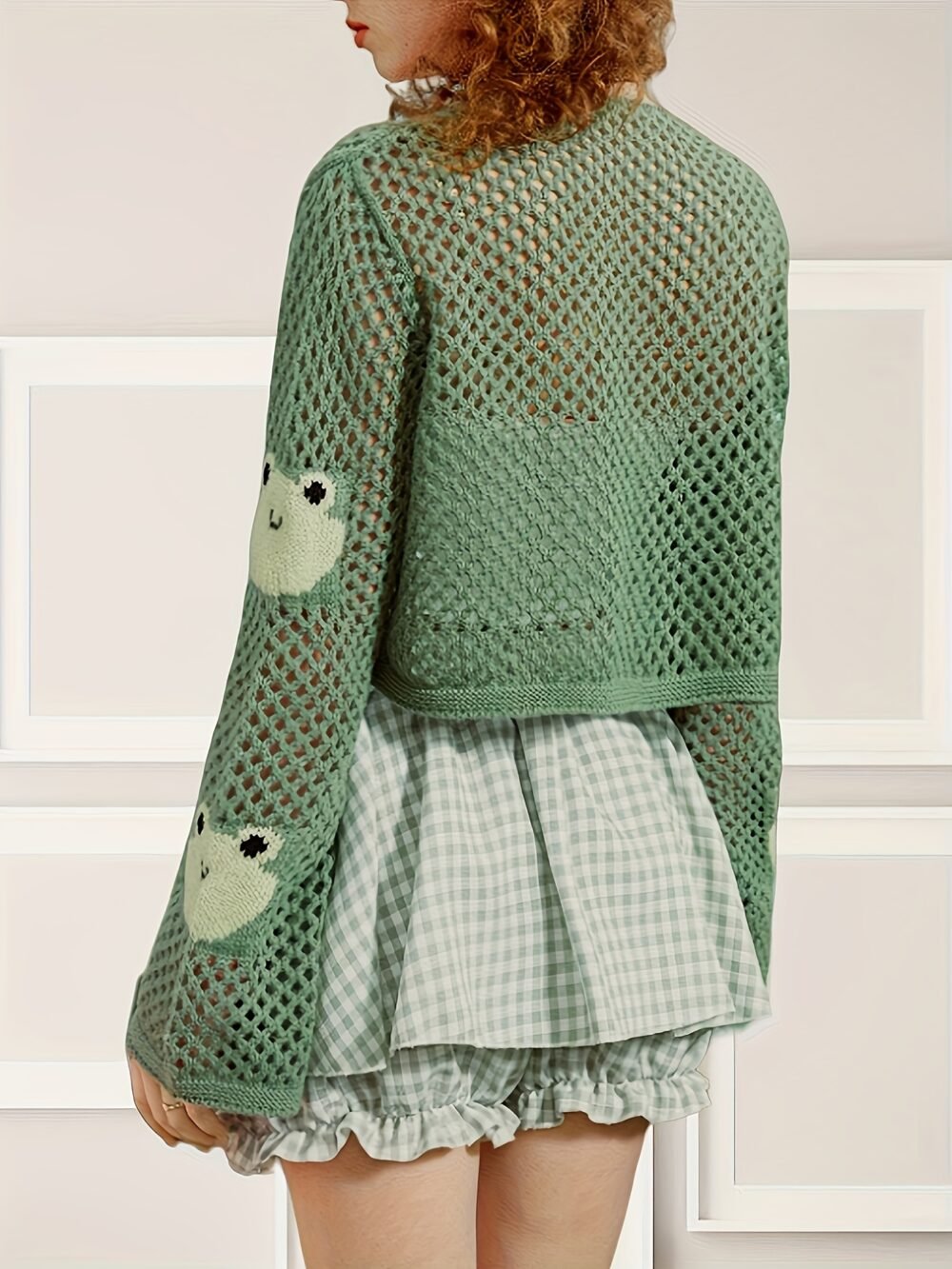 b952b5cb-c9b0-4472-a4fb-c1d93a5a828b.jpg Women's Elegant Hollow-Out Frog Jacquard Cardigan