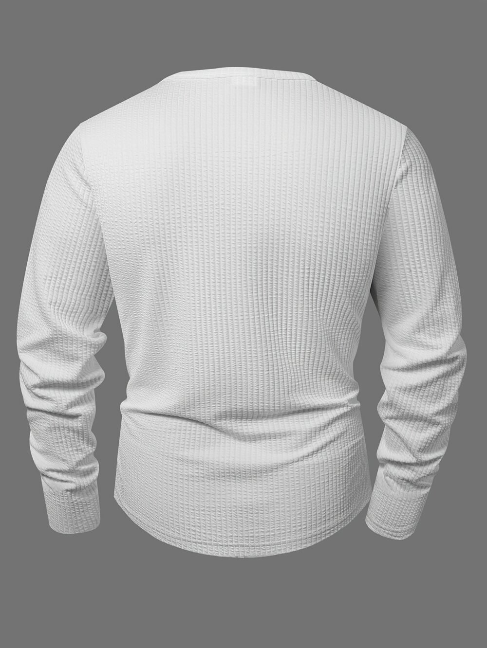 Men's Vertical Stripe Textured Henley Collar Long Sleeve Premium T-Shirt
