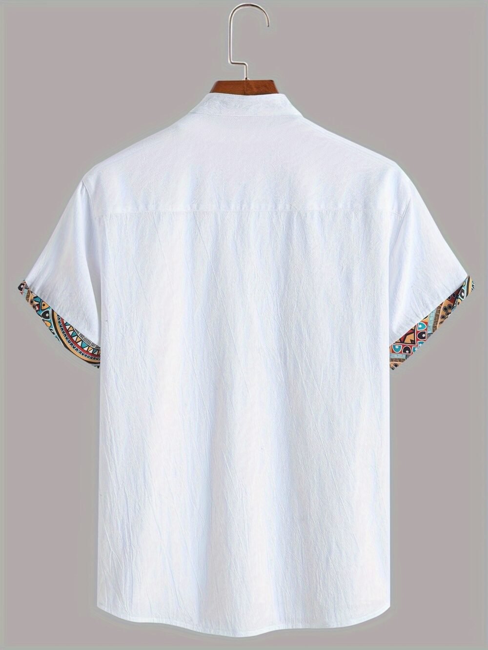 f159bc64-8f93-4b2b-8694-5d9d322123ad.jpg Men's Ethnic Style Contrast Patchwork Stand Collar Short Sleeve Shirt