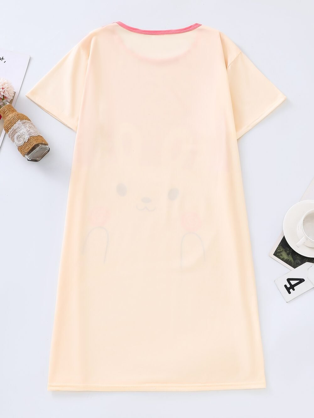 fdab8b5d-0236-4dba-9e23-ddbce6ae81c1.jpg Women's Summer Cartoon Pink Rabbit Short Sleeve Nightgown
